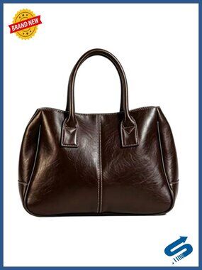 Vintage PU Leather Tote Bag Large Capacity Satchel Work Bag